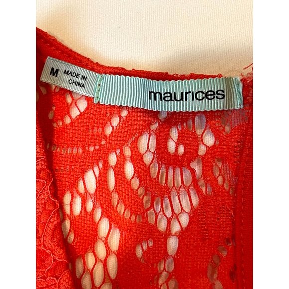 Maurice's Women Front Lace Shift Dress Sleeveless Back Keyhole Red Size Medium - Picture 7 of 9